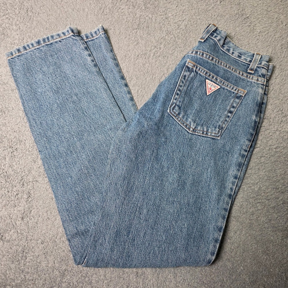 Guess Womens 28 Original Fit Jeans Blue High Rise Narrow Leg Made in USA 1050RG